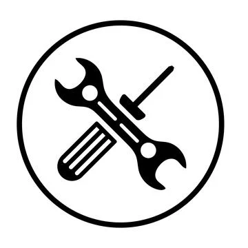 Wrench, screw driver, tools black icon Illustrazione stock