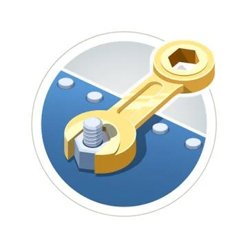Wrench screw nut Ilustração Stock