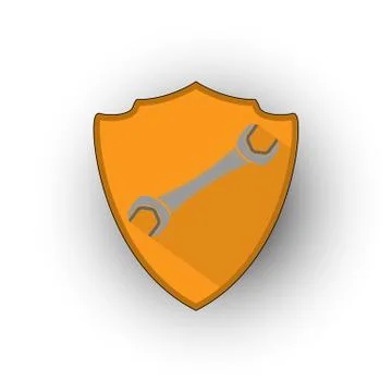 Wrench in shield Stock Illustration