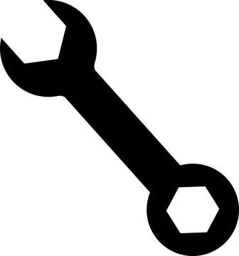 Wrench spanner tool icon. screw wrench Black flat. Repair service symbol Stock Illustration