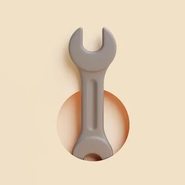 Wrench Spanner Tool Isolated on Beige Background Stock Illustration