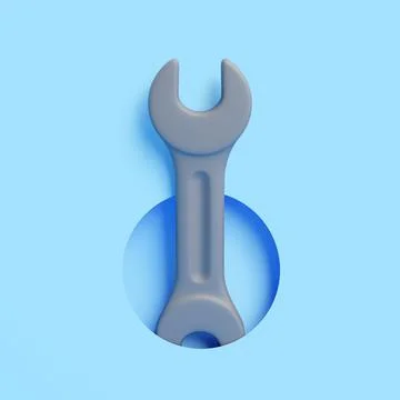 Wrench Spanner Tool Isolated on Blue Background Stock Illustration