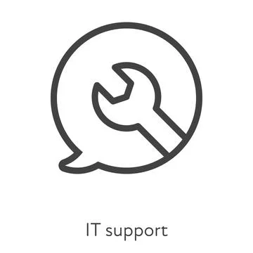 Wrench in talk bubble IT support symbol Stock Illustration