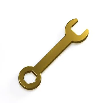 Wrench Tool. 3D Gold Render Illustration Stock Illustration