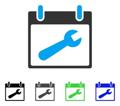Wrench Tool Calendar Day Flat Icon Ilustração Stock
