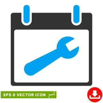 Wrench Tool Calendar Day Vector Eps Icon Ilustração Stock