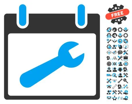 Wrench Tool Calendar Day Vector Icon With Bonus Ilustração Stock