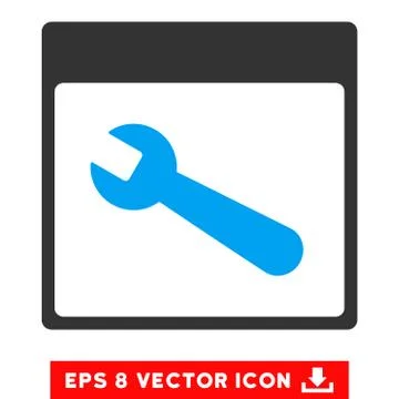 Wrench Tool Calendar Page Vector Eps Icon Ilustração Stock
