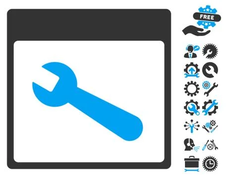 Wrench Tool Calendar Page Vector Icon With Bonus Ilustração Stock