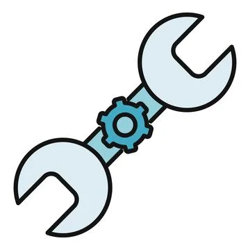 Wrench tool with a gear symbolizing setting and repair Illustration