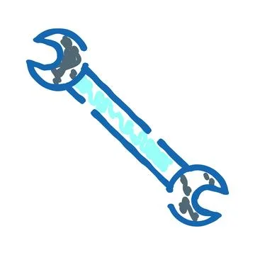 Wrench tool hand drawn doodle icon concept Stock Illustration