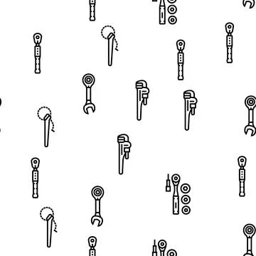 Wrench tool spanner repair vector seamless pattern Illustrazione stock