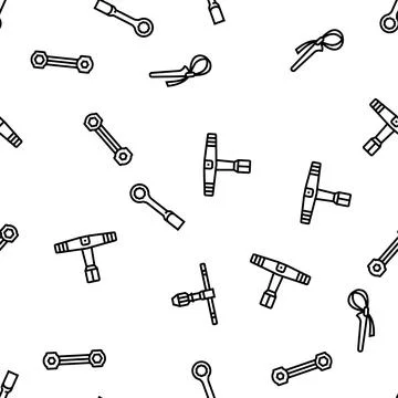 Wrench tool spanner repair vector seamless pattern Stock Illustration