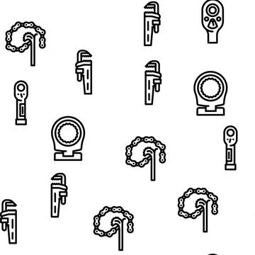 Wrench tool spanner repair vector seamless pattern イラスト素材