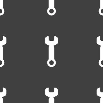 Wrench. tool to work web icon. flat design. Seamless pattern. Stock Illustration