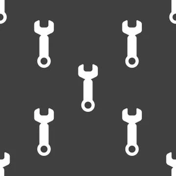 Wrench. tool to work web icon. flat design. Seamless pattern. Stock Illustration