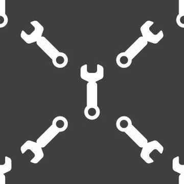 Wrench. tool to work web icon. flat design. Seamless pattern. Stock Illustration