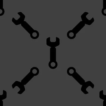 Wrench. tool to work web icon. flat design. Seamless pattern. Illustrazione stock