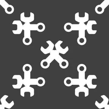 Wrench. tool to work web icon. flat design. Seamless pattern. Illustrazione stock
