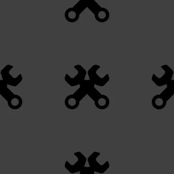 Wrench. tool to work web icon. flat design. Seamless pattern. Illustrazione stock