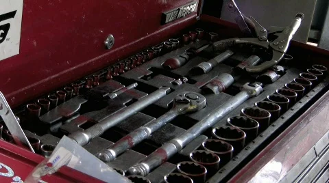 Wrench from toolbox Stock Footage