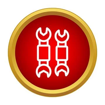 Wrench tools gear engineering service red button Stock Illustration