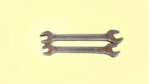 A wrench with two open wrenches for workshop and automotive tools. Stock Photos