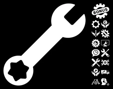 Wrench Vector Icon with Tools Bonus Illustrazione stock