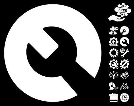 Wrench Vector Icon with Tools Bonus イラスト素材