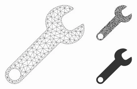 Wrench Vector Mesh 2D Model and Triangle Mosaic Icon イラスト素材