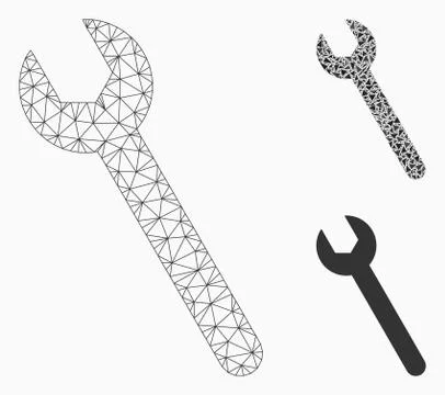 Wrench Vector Mesh Carcass Model and Triangle Mosaic Icon Illustrazione stock