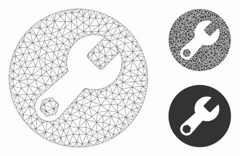 Wrench Vector Mesh Carcass Model and Triangle Mosaic Icon Illustrazione stock