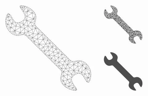 Wrench Vector Mesh Network Model and Triangle Mosaic Icon イラスト素材