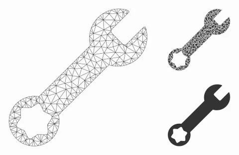 Wrench Vector Mesh Wire Frame Model and Triangle Mosaic Icon Illustrazione stock