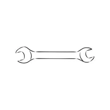 Wrench, vector sketch illustration. Wrench. Hand drawn in a graphic style. Vi Stock Illustration