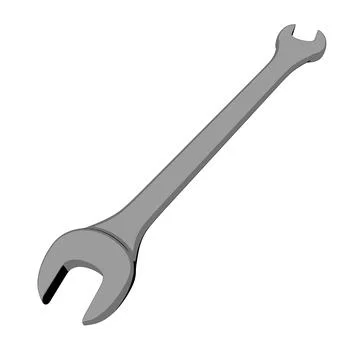 Wrench on a white background. 3d rendering. Illustrazione stock