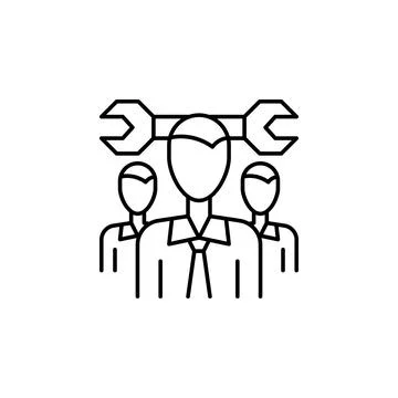 Wrench, workers icon. Simple line, outline vector elements of teamwork for ui Illustrazione stock