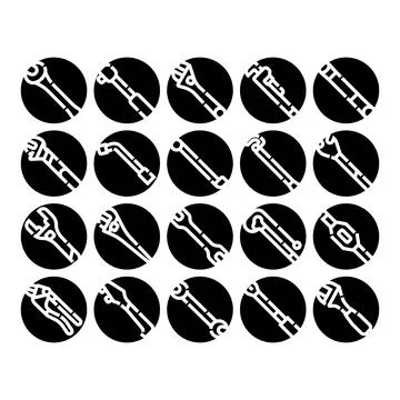 Wrenches and mechanical tools maintenance service icon set Stock Illustration
