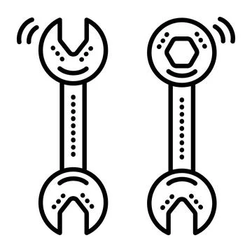 Wrenches black line icon Stock Illustration