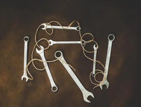 Wrenches on a brown background Foto stock