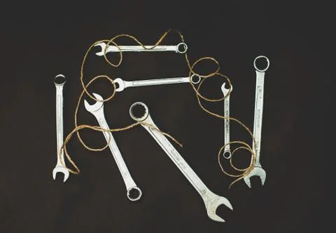 Wrenches on a brown background Foto stock