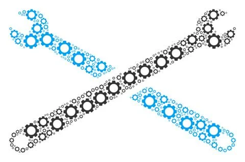 Wrenches Collage of Cogs Stock Illustration
