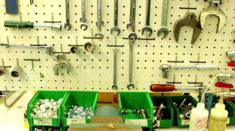 Wrenches on corkboard Stock Footage 66766471