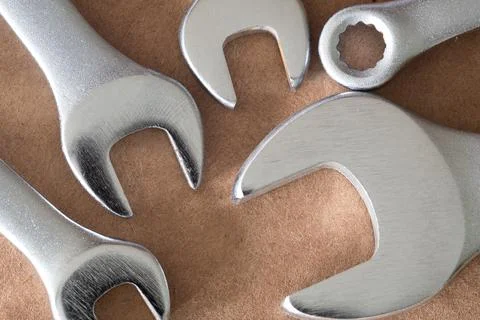 Wrenches of different sizes for different nuts and bolts Stock Photos