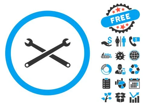 Wrenches Flat Vector Icon with Bonus Illustrazione stock