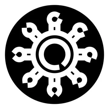 Wrenches forming a gear settings icon on black background Stock Illustration