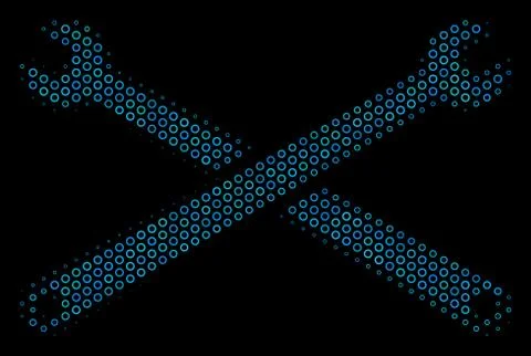 Wrenches Mosaic Icon of Halftone Bubbles Stock Illustration