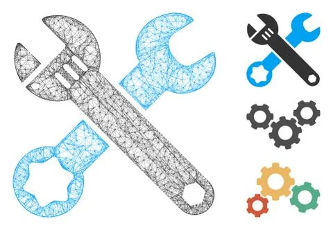 Wrenches Polygonal Web Vector Mesh Illustration 스톡 일러스트