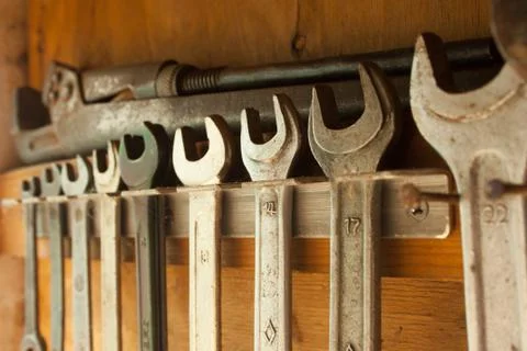 Wrenches in a row Stock Photos