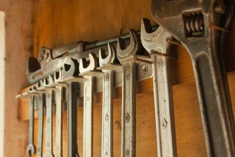 Wrenches in a row Stock Photos